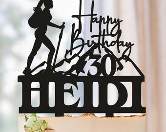 Topper na tort urodzinowy Hike Adventure, Topper na tort urodzinowy Climber, Urodzinowe przyjęcie dla kobiet z wędrówką, Topper na tort urodzinowy Mountain Birthday Hike