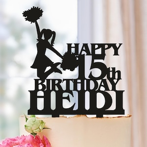 Cheerleader Birthday Cake Topper, Gymnast Cake Topper, Gymnastics Decor, Cake Topper, Cheerleading, Cheer Birthday Party, Cake Decoration