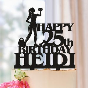 Bodybuilding Woman Female Cake Topper, Fitness Cake Topper, Strong Cake Topper, Muscle Flex Gym Workout Train Health Weight Pose Fit Body