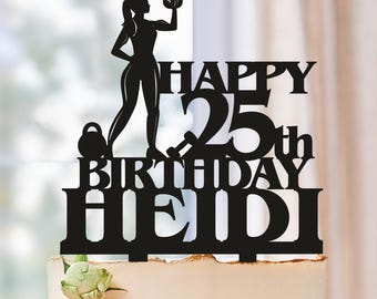 Bodybuilding Woman Female Cake Topper, Fitness Cake Topper, Strong Cake Topper, Muscle Flex Gym Workout Train Health Weight Pose Fit Body