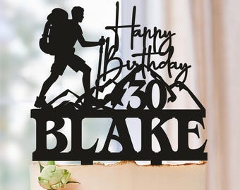 Climber Birthday Cake Topper, Hike Adventure Birthday Cake Topper, Male Hiking Birthday Party, Mountain Birthday Hike cake topper
