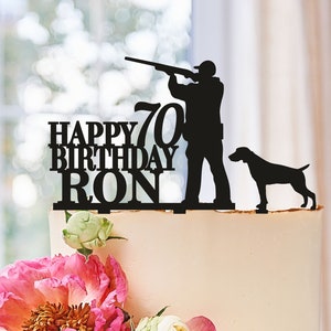 Hunting Cake Topper, Hunter with dog Cake Topper, Cake Topper with dog, hunter silhouettes cake topper, Hunter Birthday Cake Topper 0127