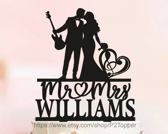 Musician and Singer Wedding Cake Topper, Guitar Wedding Cake Topper, Musician Wedding Cake Topper, Guitar Player Cake Topper,Cake Topper 649