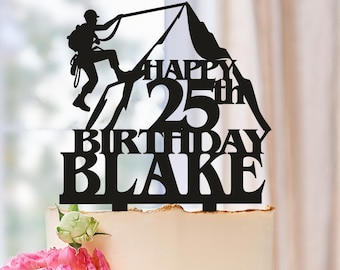 Climber Birthday Cake Topper, Male Hiking Birthday Party, Hike Adventure Birthday Cake Topper, Mountain Birthday Hike cake topper