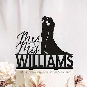 Country Western Wedding Cake Topper, Cowboy Hat and Boots, Personalized with Surname, Custom Cowboy Wedding Topper,Cowboy western theme P016