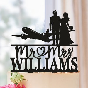 Plane Wedding Cake Topper, Airplane Wedding Cake Topper, Travelling Cake Topper, Travel themed Wedding cake topper with custom surname