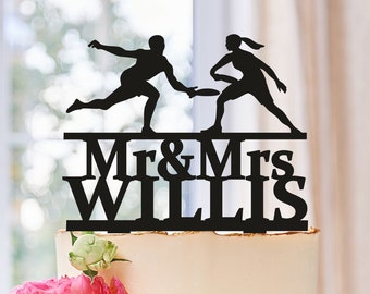 Frisbee Wedding Cake Topper,Frisbee Golfers Cake Topper,Disc Golf Wedding Cake Topper,Frisbee Cake Topper,Bride and Groom Wedding Topper