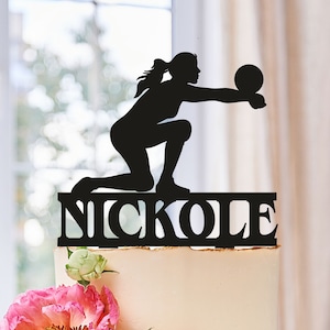 Volleyball Cake Topper,Birthday Cake Topper,Volleyball party,Volleyball decor,Custom Volleyball Girls Silhouette,volleyball player (0259)