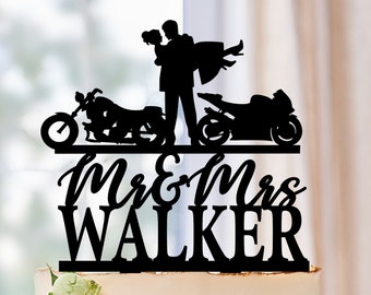 Two Motorbike Cake Topper,Motorcycle Couple Wedding Cake Topper,Motorcycle Cake Topper,wedding cake topper with date,Funny Cake Topper 0659