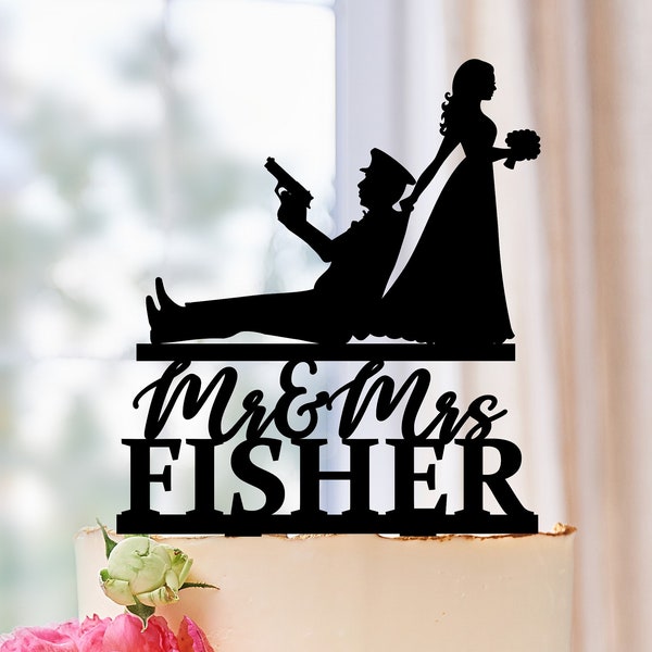 Personalized Policeman and Bride Wedding Cake Topper, Police Officer Wedding Cake Topper,Wedding Cake Topper Police Man,Shower Topper (0661)