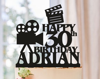 Movie Camera Cake Topper,Movie wedding Cake Topper,hollywood wedding Cake Topper,Movie Birthday Cake Topper,Film Reel Action Cake Topper 516