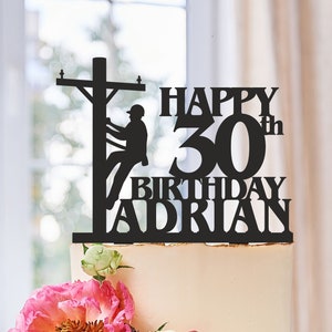 Adorno para tarta de electricista, adorno para tarta de cumpleaños de electricista, adorno para tarta de jubilación, adorno para tarta de cumpleaños, adorno para tarta para cualquier edad 0492