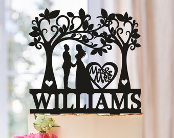 Lesbian Cake Topper with tree, Lesbian Wedding Cake Topper, Tree Wedding Cake Topper, Mrs and Mrs Cake Topper, Wood Cake Topper Lesbian 0474