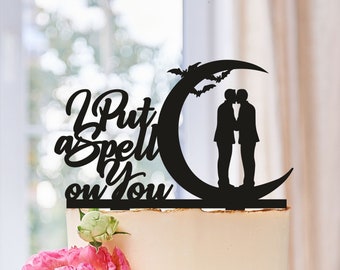 I put a spell on you Cake Topper,Halloween Wedding Cake Topper,Gay Wedding Cake Topper,same sex wedding cake topper silhouette,Gay Topper506