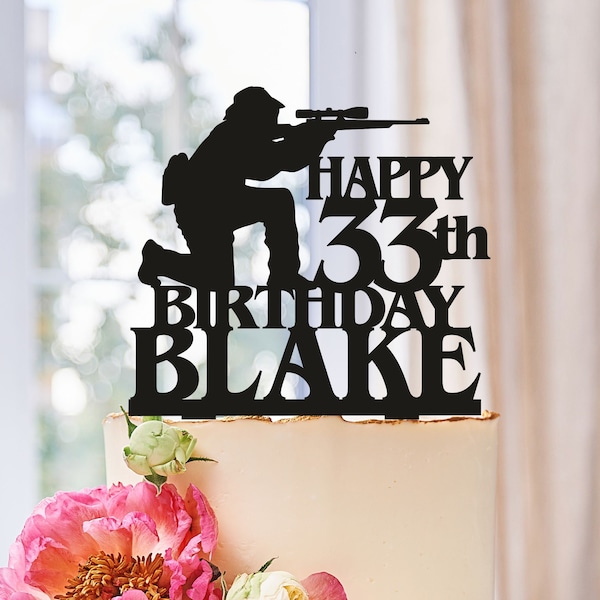 Gun Cake Topper,Hunting Cake Topper,Hunter Birthday Cake decoration,duck hunting Cake Topper,sniper Cake Topper,gun enthusiast Topper 0547