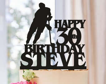 Custom Hockey Happy Birthday Cake Topper,Hockey Cake Topper,Hockey Party,Ice Hockey,Custom birthday cake topper,hockey player Cake Topper