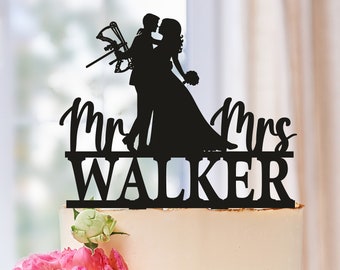 Bow Hunting Cake Topper, Archery Wedding Cake Topper, Custom Couple Cake Topper, Bow and Arrow cake topper, Mr&Mrs Wedding Cake topper 0639