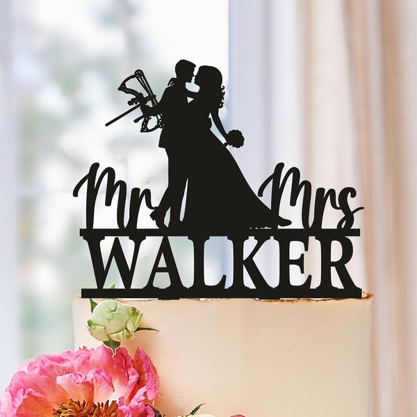 Bow Hunting Cake Topper, Archery Wedding Cake Topper, Custom Couple Cake Topper, Bow and Arrow cake topper, Mr&Mrs Wedding Cake topper 0639