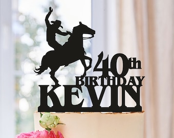 Cowboy Cake Topper,Rodeo Cake topper,cake topper with horse,cowboy birthday Cake Topper,cowboy party,western cake topper,40 cake topper 0327