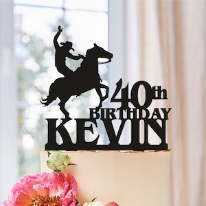 Topper per torta da cowboy, topper per torta da rodeo, topper per torta con cavallo, topper per torta di compleanno da cowboy, festa da cowboy, topper per torta western, topper per torta 40 0327