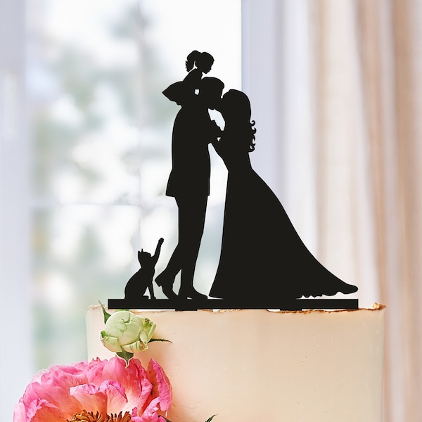 Topper per torta nuziale con bambini, Sposa e sposo con bambina, Topper per torta nuziale di famiglia, Topper per torta nuziale di famiglia personalizzato 0625