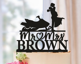 Snowmobile cake topper, Snowmobile wedding cake topper, Bride and Groom Wedding Cake Topper, Snowmobile cake toppers for bride and groom 524