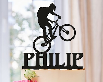 Mountain Biking Cake Topper,Bike Cake Topper,bicycle Cake Topper,Personalised Cake Topper,Bike Birthday Party, Bmx bike Cake Topper