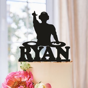 DJ Birthday Cake Topper,DJ Cake Topper,custom name cake topper,DJ Happy Birthday Cake Topper,Birthday Cake Topper,Music Cake Topper (0457)