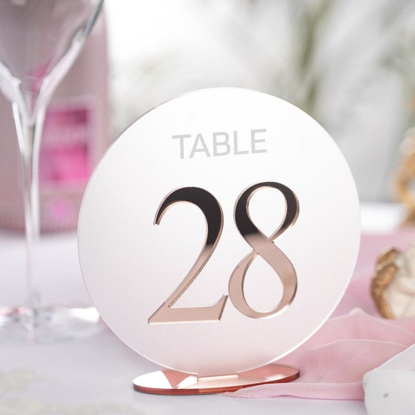 Round Table numbers with stand, Wedding table number, Wedding Table Decor, Modern Weddings, Frosted Acrylic Table Numbers, 3D table number