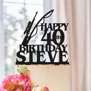 Hunting and Fishing Cake Topper, Wedding Cake Topper, Birthday topper, Grooms Cake Topper, Cake Topper with Number, Hunting Birthday