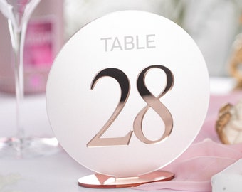 Round Table numbers with stand, Wedding table number, Wedding Table Decor, Modern Weddings, Frosted Acrylic Table Numbers, 3D table number