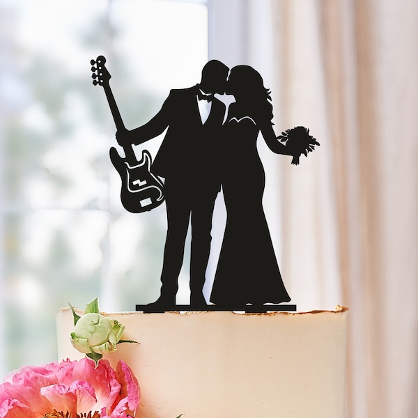 Guitarist Wedding Cake Topper, Musician Cake Topper, Guitar Player Cake Topper, Music Cake Topper, Bass guitar cake topper, Guitarist 0597