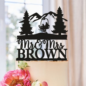 Winter Skiing Ski Lift Cake Topper,Skiers on the lift,Ski Wedding cake topper, Ski Cake Toppers, Skiing cake topper,cake toppers wedding 522