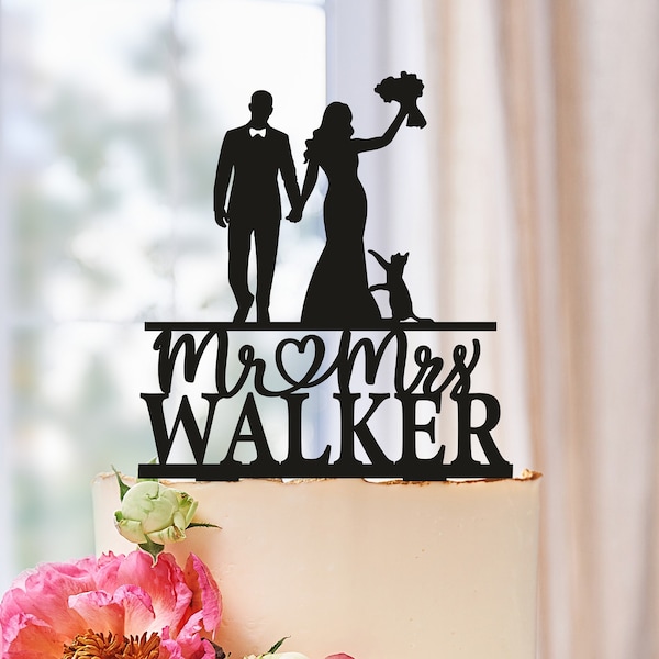 Wedding cake topper with cat, Сake toppers for wedding, Cat cake topper, Mr and Mrs with cats, Cats Couple Cake Topper, Cats wedding 0559