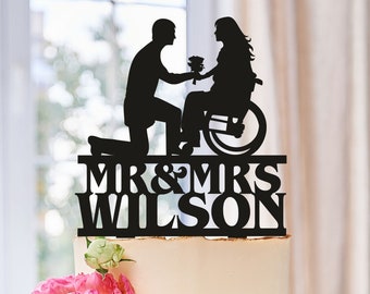 Wheelchair Wedding Cake Topper,Bride in Wheelchair, Wedding Cake Topper Silhouette,woman on the wheelchair,Groom on lap Cake Topper (0195)