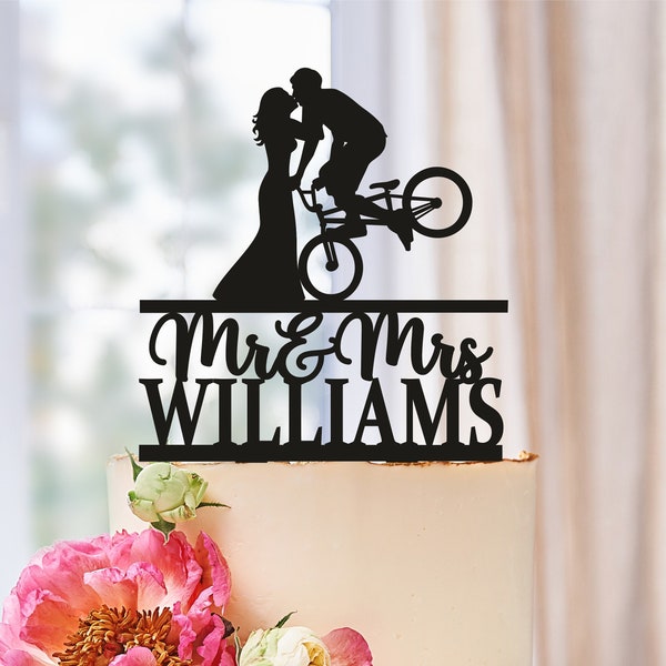 Wedding Bicycle Cake Topper, Bicycle Wedding Cake Topper, Mountain Bike Cake Topper, Cake Topper Bicycle, Bike Rider Cake Topper (0607)