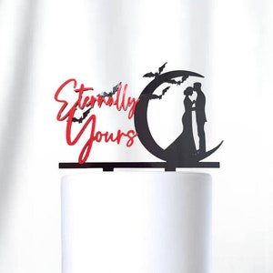 Eternally Yours Wedding Cake Topper, Bride and Groom Cake Topper, Gothic Wedding Cake, Halloween Wedding Decor, Halloween Cake Topper 024