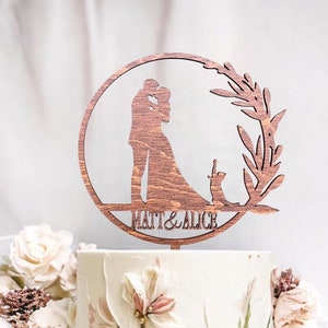 Rustic Wreath Wedding Cake Topper with Dog and Cat, Bride and Groom Cake Topper with Pets, Wedding Decorations,Dog cake toppers,Cats toppers