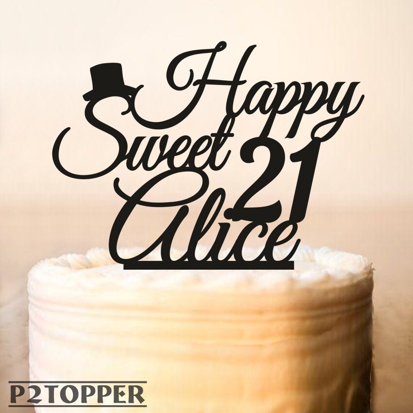 Happy 21st Birthday Cake Toppersweet 21 Cake Toppername And Etsy Happy 21st Birthday Cake Toppersweet 21 Cake Toppername And Etsy