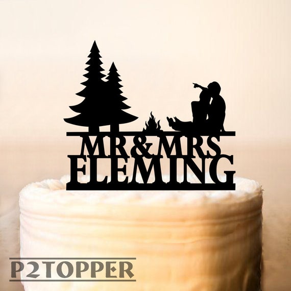 Wedding Cake Topper Camping Theme Cake Topper Camping Fire Etsy