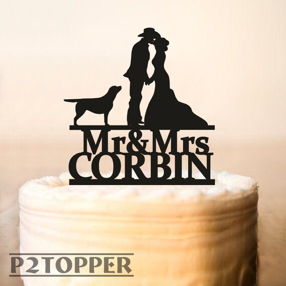 Cowboy Hat and Boots,Personalized with Name Custom Cowboy Wedding Cake Topper,Cake topperwith dogs1364 Country Western Wedding Cake Topper
