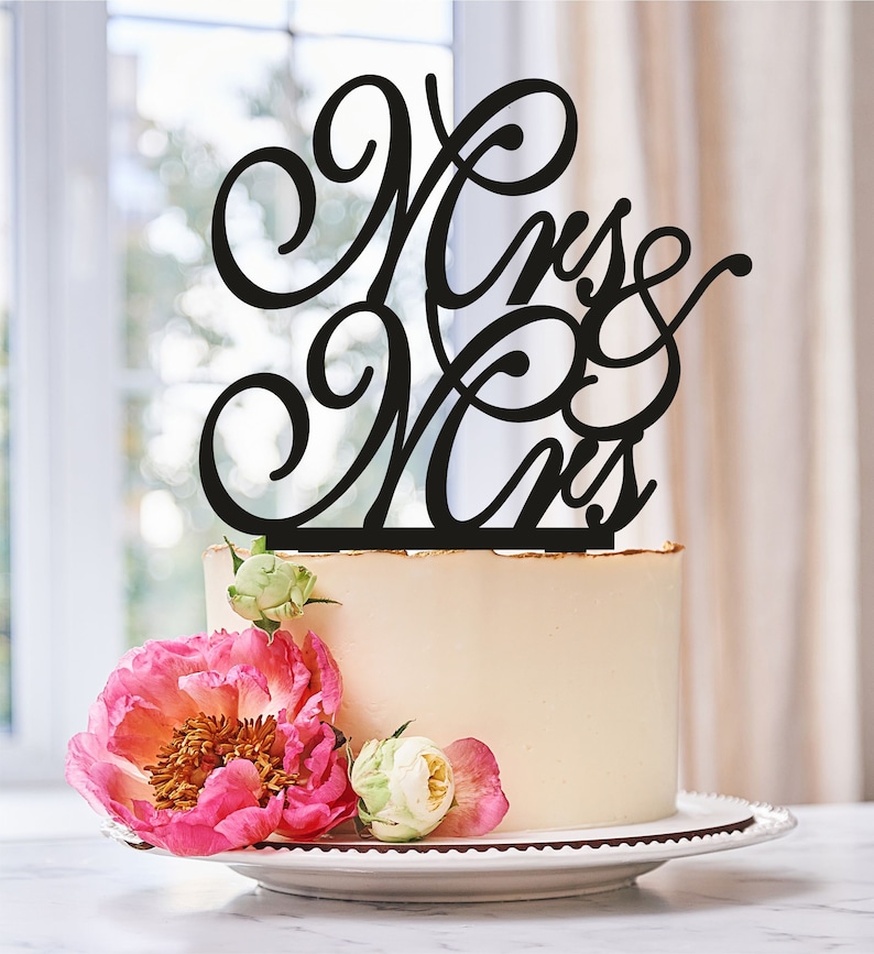 MRS and MRS Cake Topper,lesbian wedding cake topper,same sex wedding cake topper,lesbian wedding,cake topper for lesbian, mrs and mrs 0071 image 1