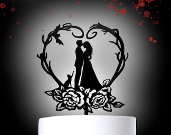 Halloween Wedding Cake Topper, Wedding Cake Topper, Personalized Cake Topper, Funny Cake Topper, Mr And Mrs, Halloween cake topper 028