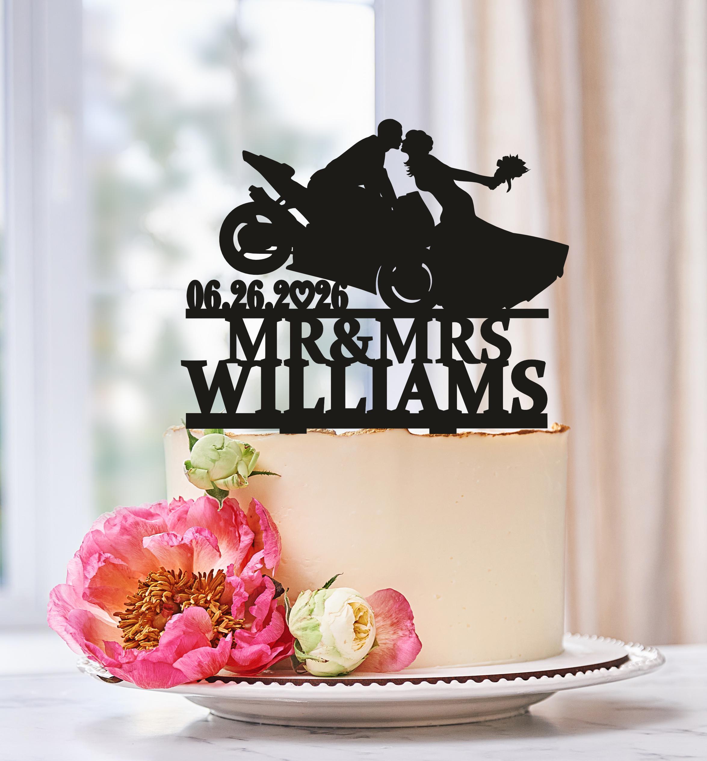 Motorcycle Couple Wedding Cake Topper,motorcycle Cake Topper, Motorbike  Cake Topper, Wedding Cake Topper With Date,funny Cake Topper - Etsy, image size:2350x2531