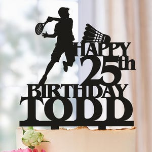Male Badminton birthday cake topper, Badminton cake topper, Badminton topper, Badminton cupcake toppers, Badminton cake toppers