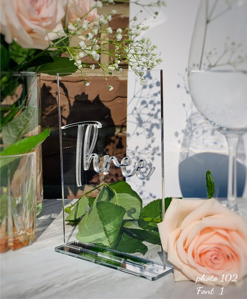 Wedding Table Number Holders Calligraphy Personalized Silver Etsy