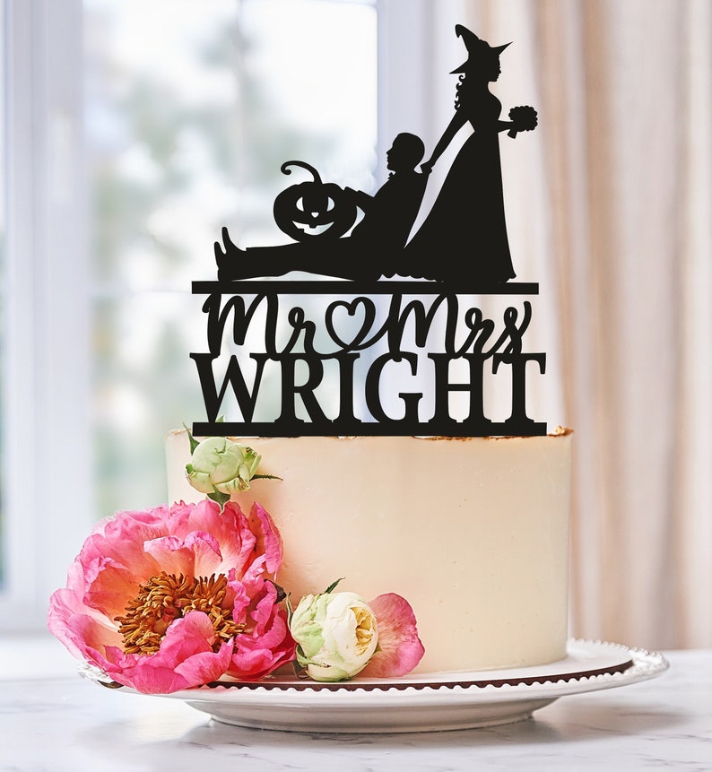 Halloween Wedding Cake Topper Pumpkin Wedding Cake Topper Etsy