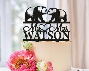 Panda wedding cake topper, Bear wedding cake topper, Animal wedding cake topper, Pandas Cake Decorations, Cute Cake Topper,Jungle Cake