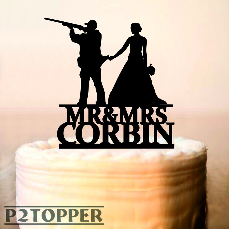 HUNTER Wedding Cake Topper Wedding Cake Topper with guns Etsy