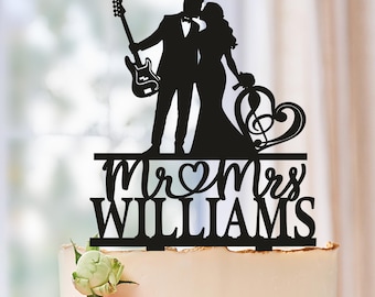 Musician and Singer Wedding Cake Topper, Guitar Wedding Cake Topper, Musician Wedding Cake Topper, Guitar Player Cake Topper,Cake TopperP006